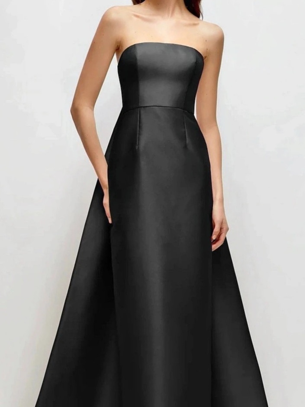 Strapless Satin Column Dress with Removeable Watteau Train